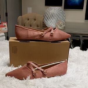 New Journee Collection Patricia Women's Blush Flats with Double Strap SZ 11 Wide